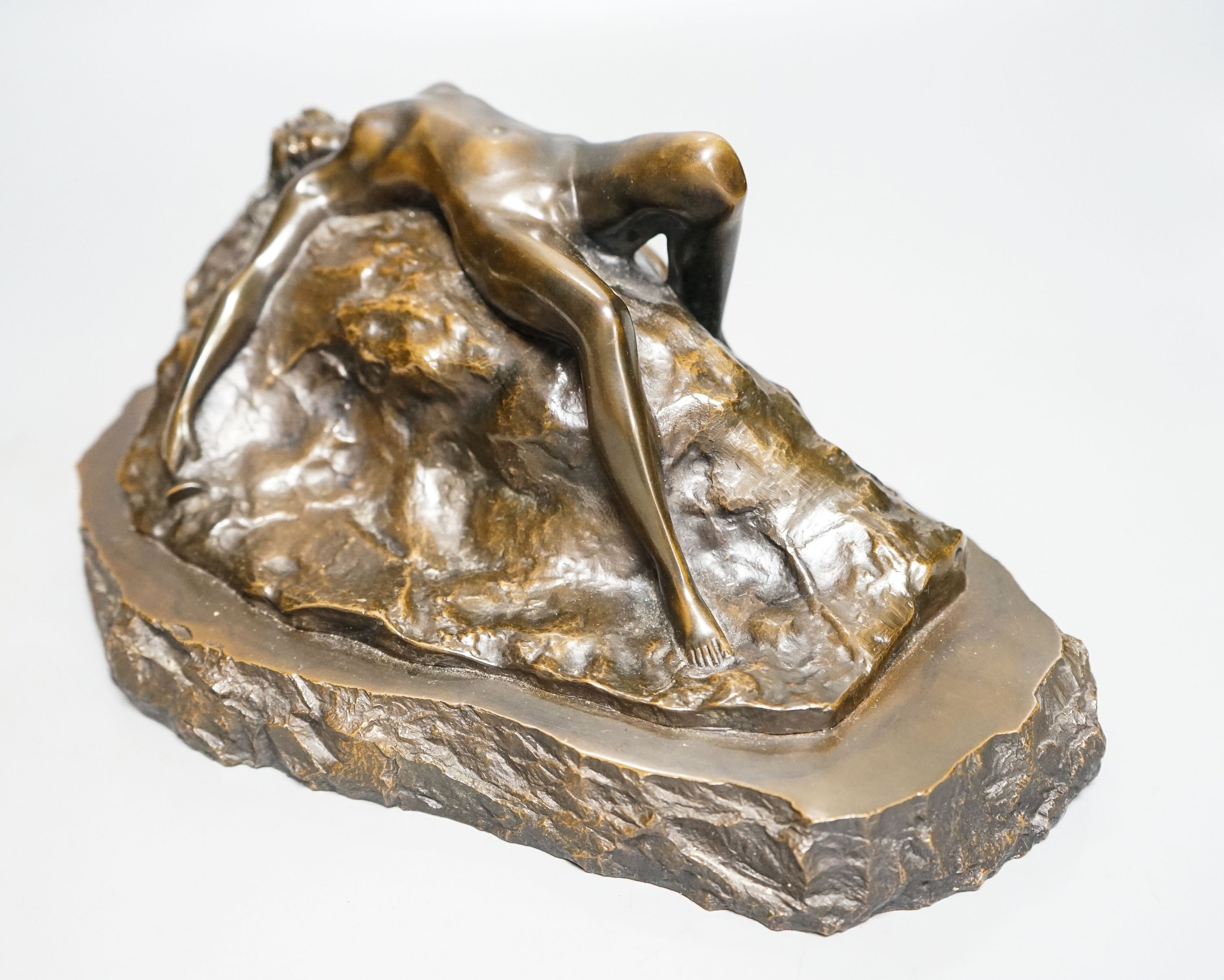 After Aichele, an electrotype of a recumbent nude woman 29cm